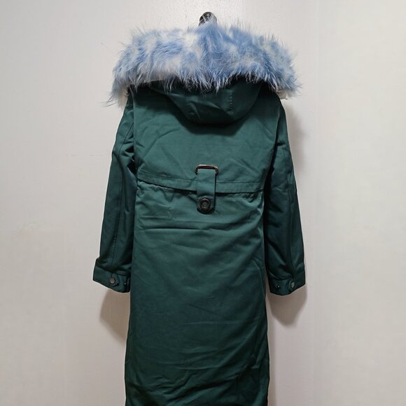 New Real Rex Rabbit Fur-Lined Parka Coat Fox Puffer Jacket Raccoon Green No Fox - Picture 4 of 4